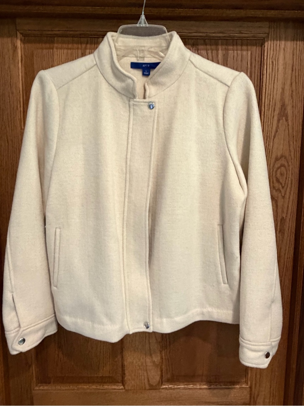 Apt. 9 Cream Stand-Collar Pea Coat